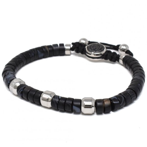 画像1: DIESEL ディーゼル DX1121040 BLACK LINE AGATE ブレスレット BRACERET アクセサリー メンズ レディース (1)