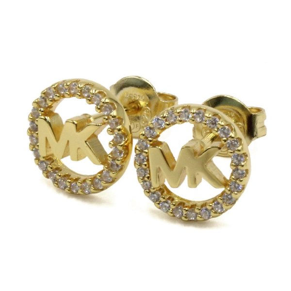 画像1: MICHAEL KORS マイケルコース MKC1247AN710 LOGO CIRCLE STUDE ピアス レディース (1)