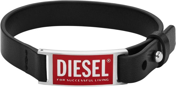 画像1: DIESEL ディーゼル DX1370040 オールジェンダー ステンレススチールとレザーブレスレット メンズ レディース (1)