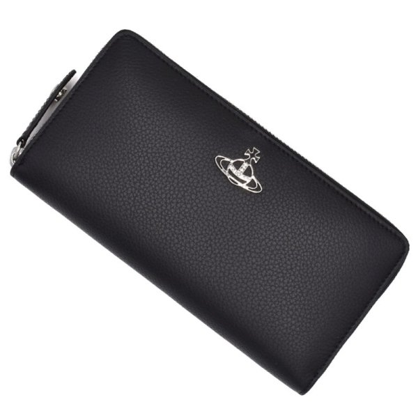 画像1: Vivienne Westwood ヴィヴィアン ウエストウッド 51050022-L001J-N401 長財布 GRAIN LEATHER ZIP ROUND WALLET レディース (1)