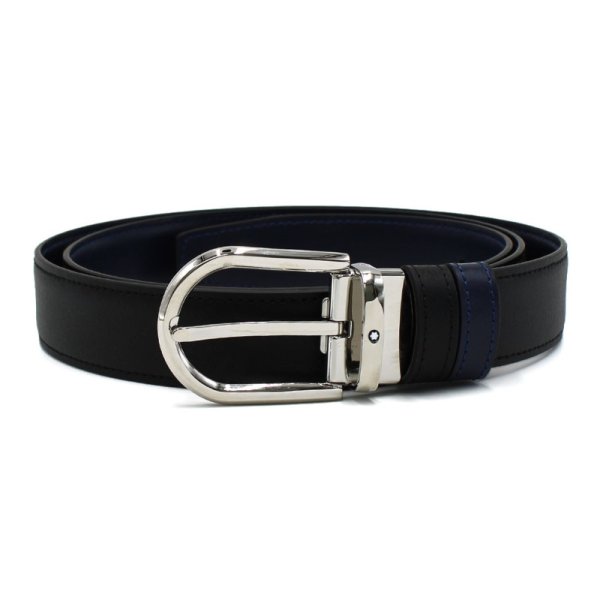 画像1: MONTBLANC モンブラン MB128756 BELT ベルト リバーシブル ホースシューバックル メンズ (1)